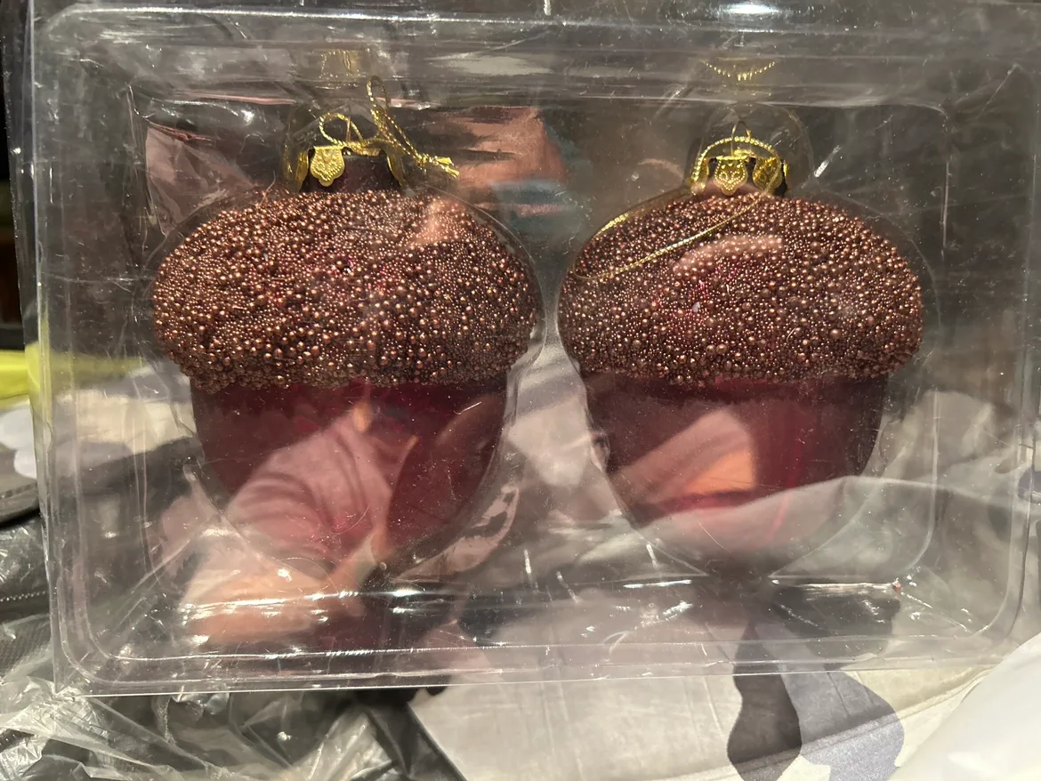 New Set of 2 Acorn Christmas Ornaments image indicator(3)