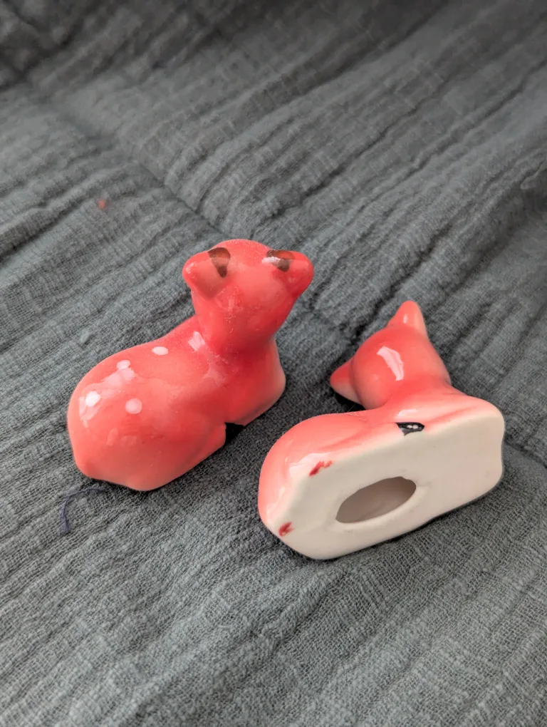 Pair of very cute porcelain Japanese deer chopstick rest image indicator(3)
