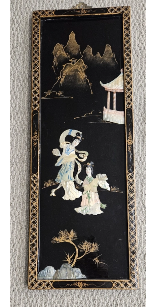 Vintage Chinese Wall Hanging Set with Mother of Pearl Inlay - photo 4