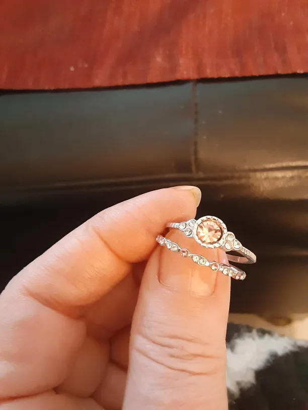 Sterling Silver ring set with pink stone thumbnail