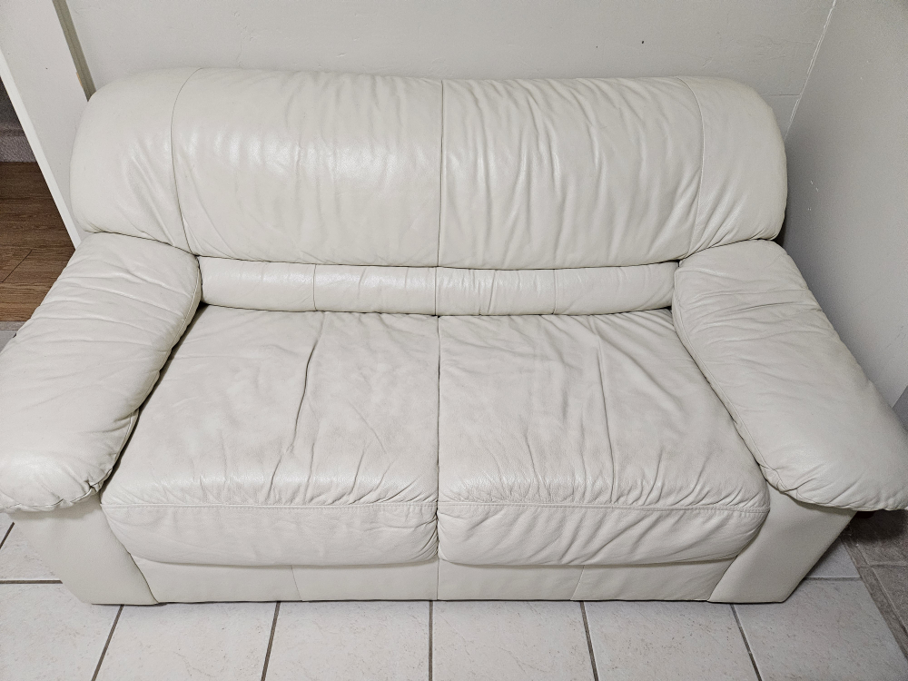 White Leather Loveseat - photo 2