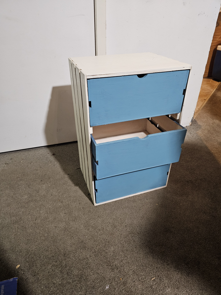 #ThriftyPicks Three-drawer wooden nightstand