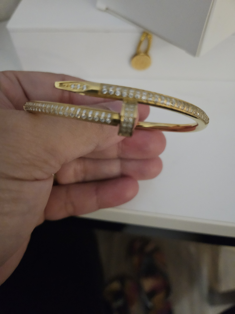 Gold Tone  Nail  Bangle Bracelet
