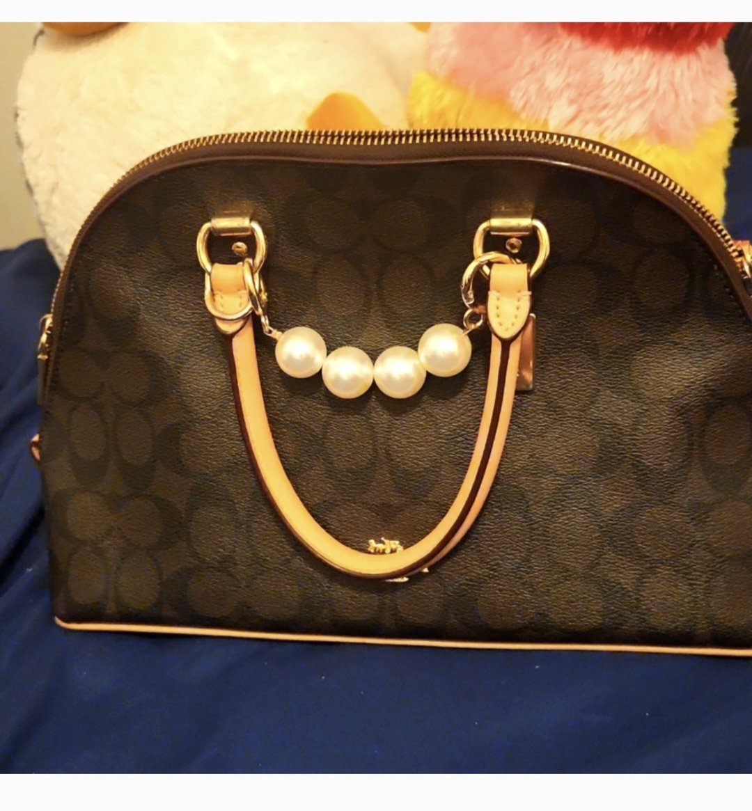 Coach Signature Brown and Tan Handbag