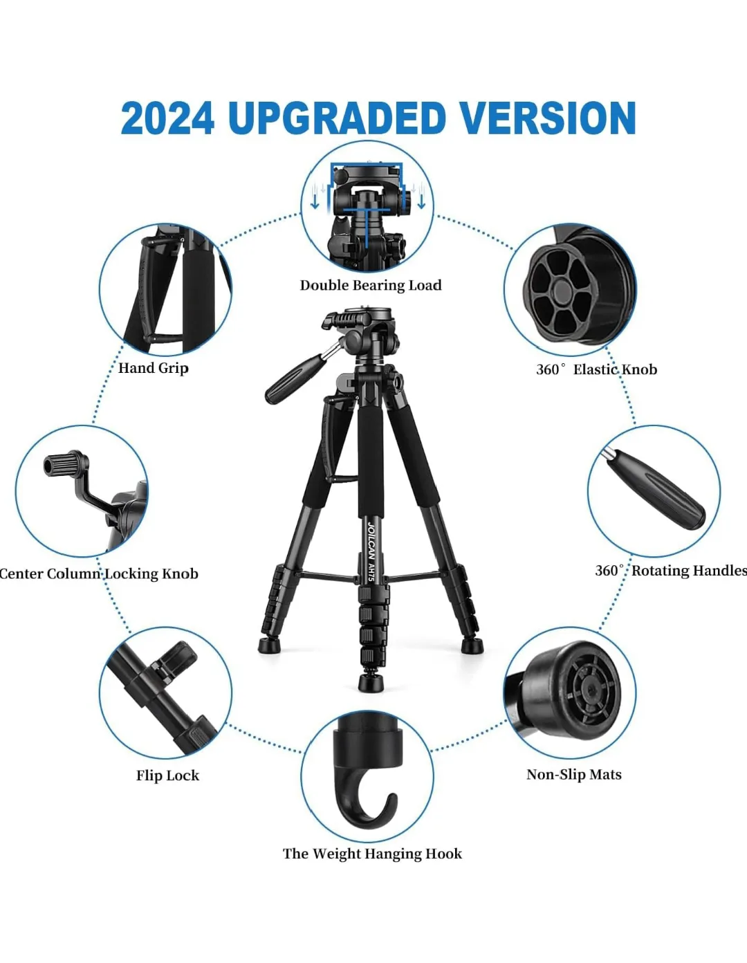 Camera Tripods Lightweight and Portable 74" image indicator(7)