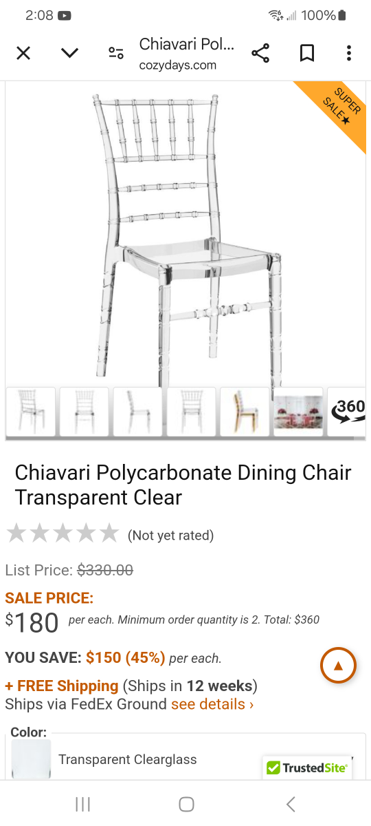 Chiavari Clear Plastic Dining Chairs