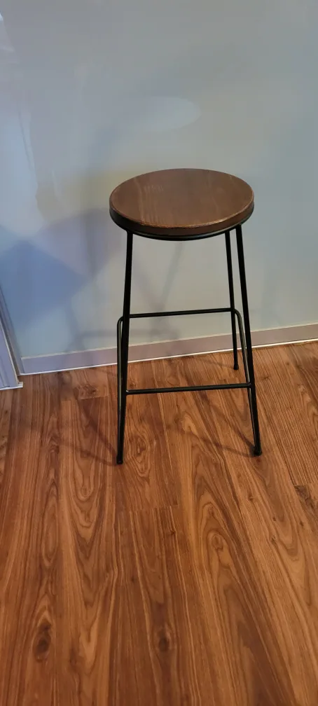 Black Metal Bar Stool with Wooden Seat image indicator(2)
