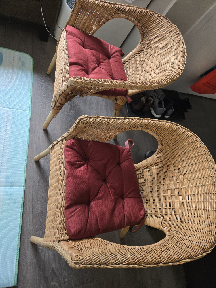 Pair of Wicker Chairs with Cushions
