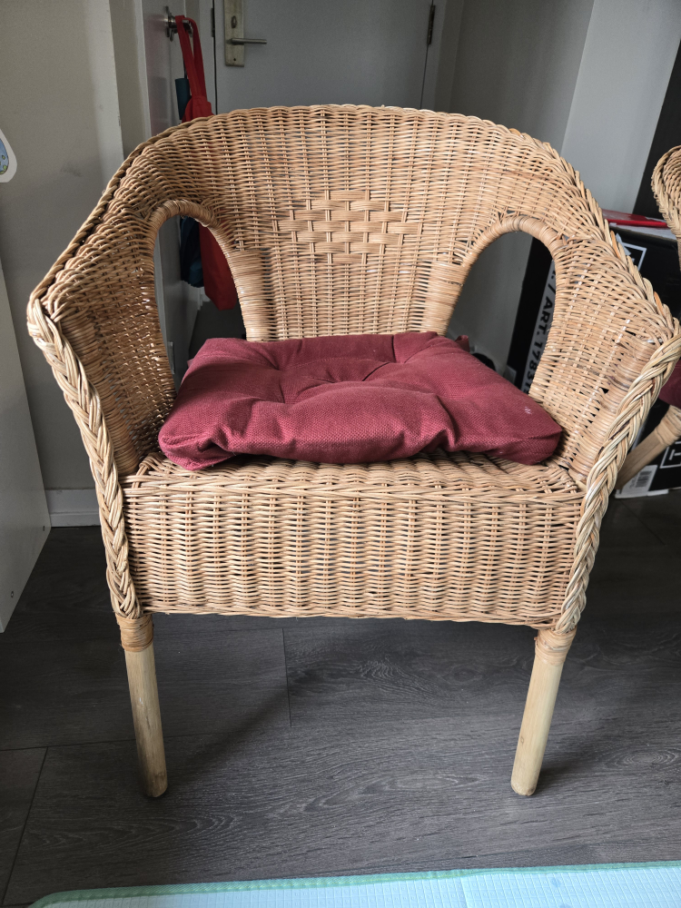Pair of Wicker Chairs with Cushions - photo 2