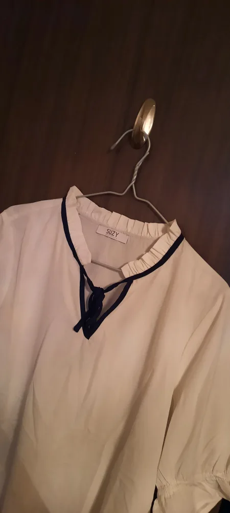 3/$15 White Blouse with Tie Neckline (Suzy) image indicator(2)