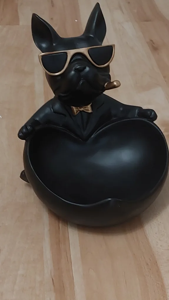 BNIB Cute Bulldog Couple Heart-Shaped Dish- green & black image indicator(7)