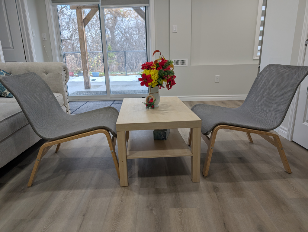 IKEA Grey Mesh Chairs and Coffee Table - photo 2
