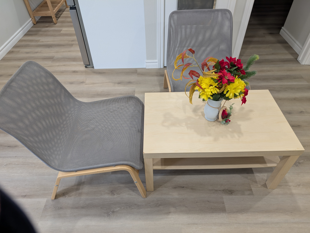 IKEA Grey Mesh Chairs and Coffee Table - photo 5