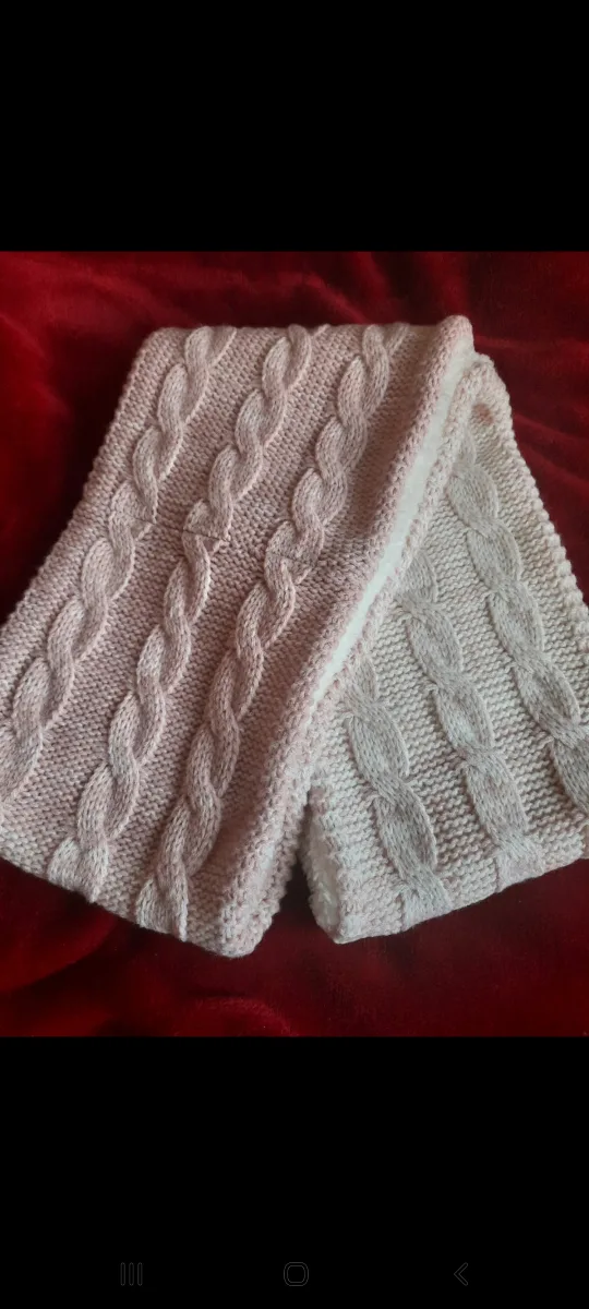 Pink Cable Knit Infinity Scarf with Fleece Lining image indicator(2)