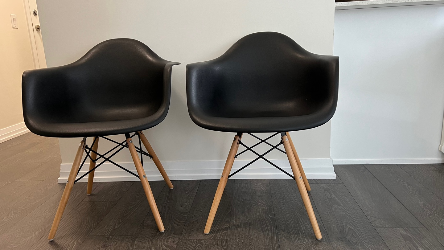 Set of 2 Black Eames Style Dining Chairs