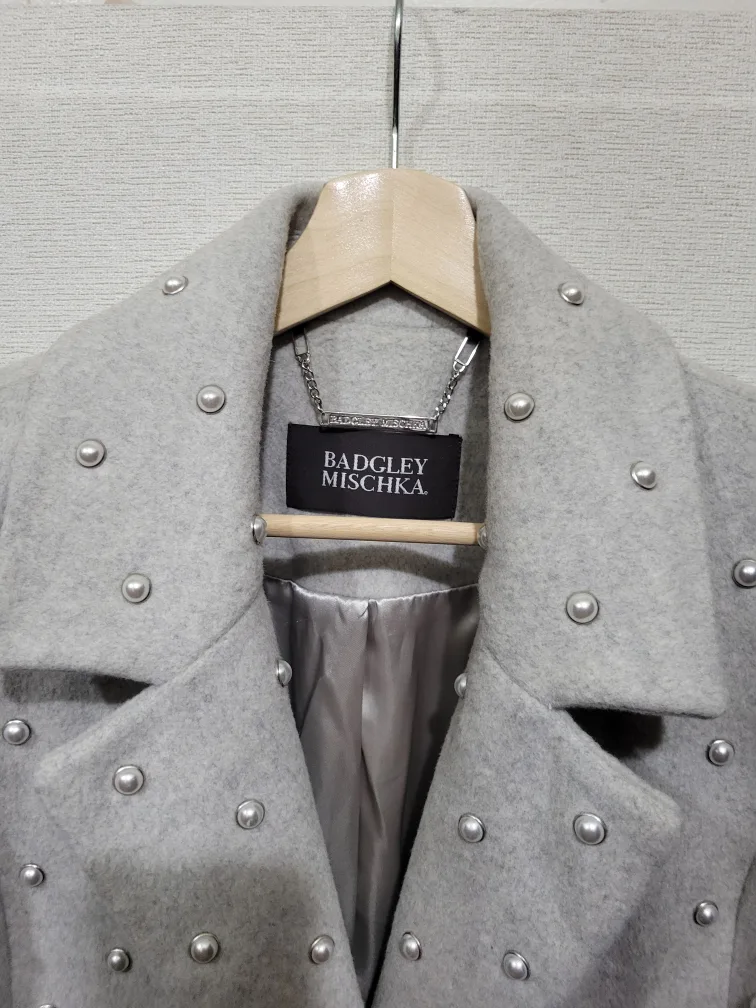 Badgley Mischka Grey Studded/Pearl Coat image indicator(3)