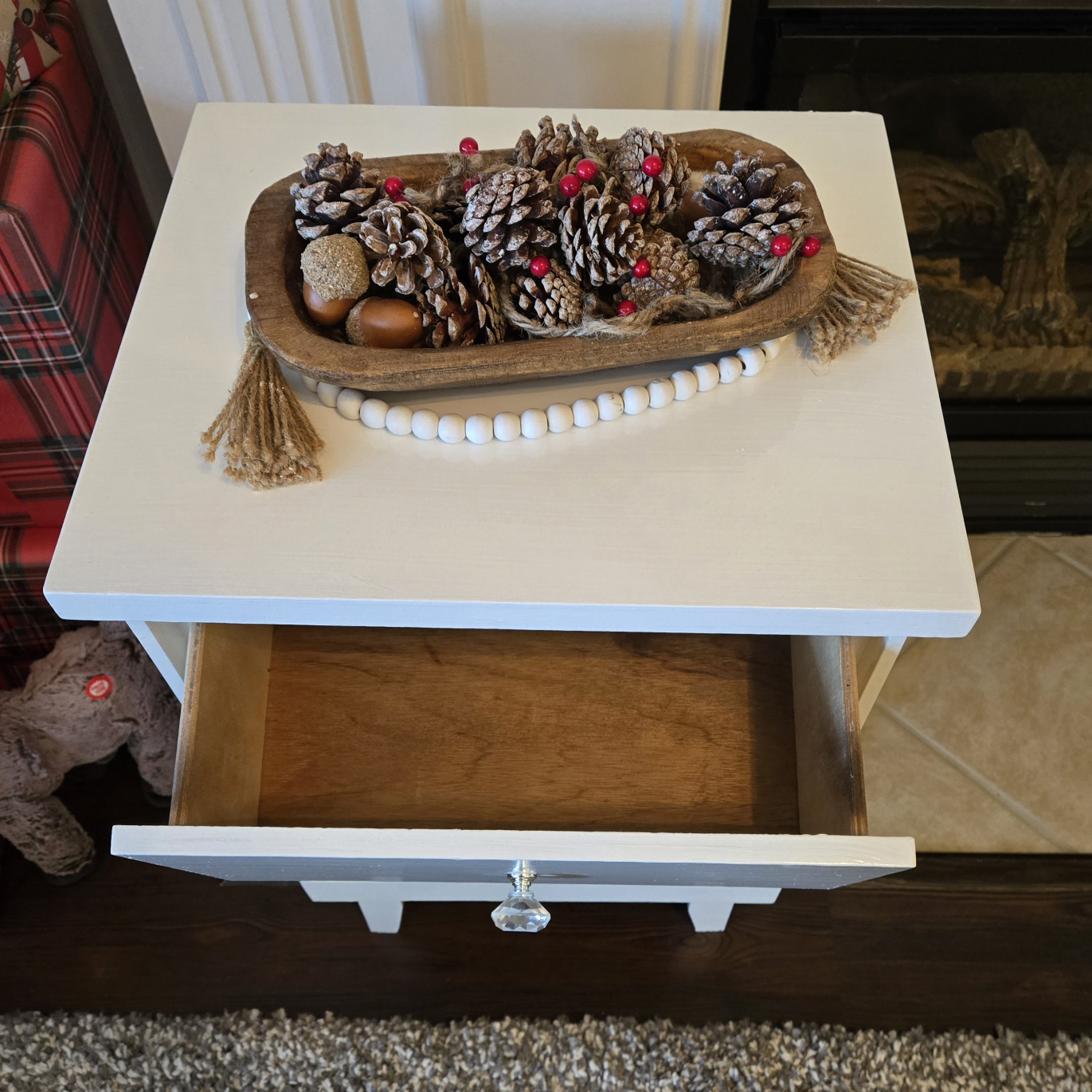 White Nightstand with Drawer and Shelf - photo 2