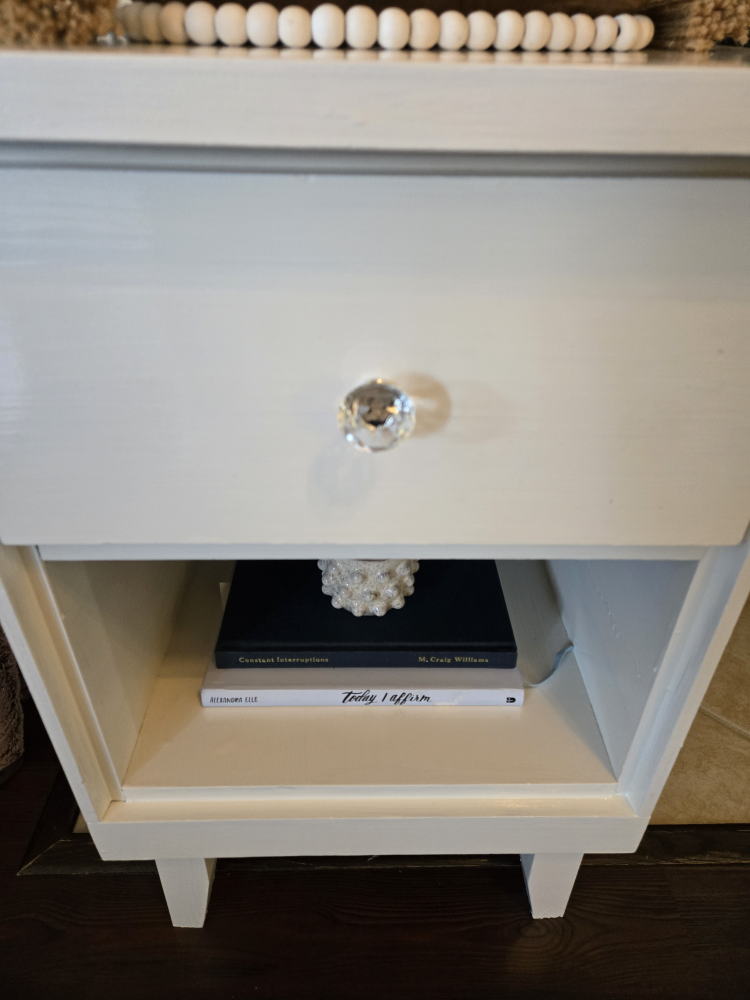White Nightstand with Drawer and Shelf - photo 4