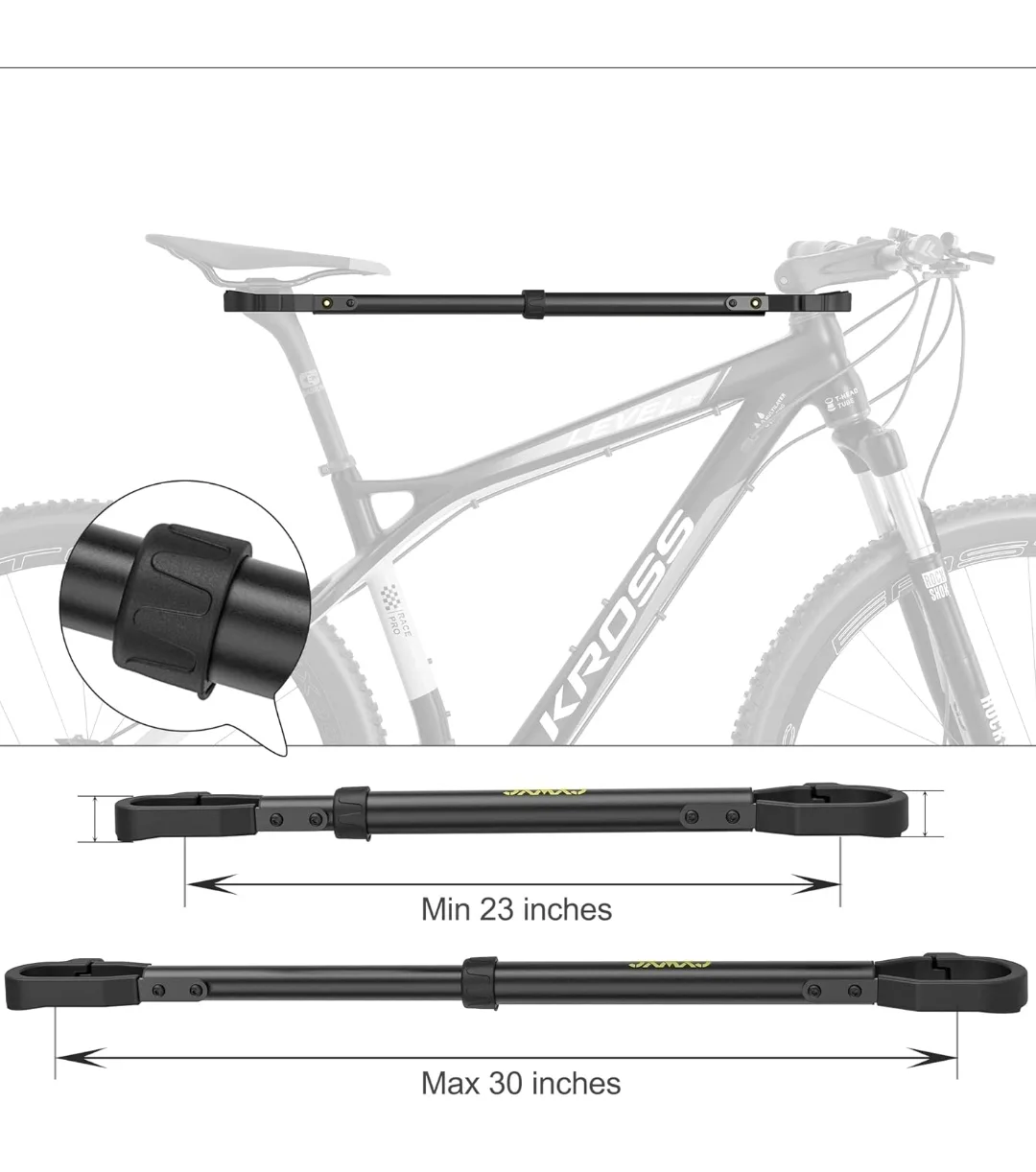 Bike Crossbar Adapter - Adjustable Top Tube for Various Bikes image indicator(3)