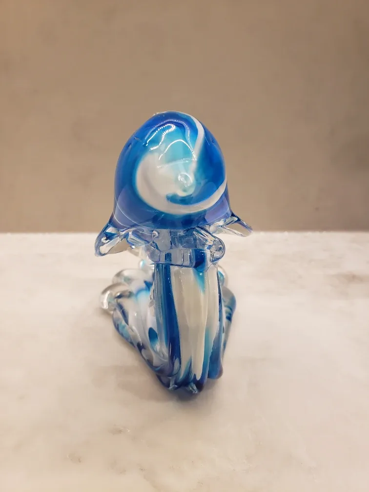Blue and white glass dolphin on a wave figurine image indicator(3)