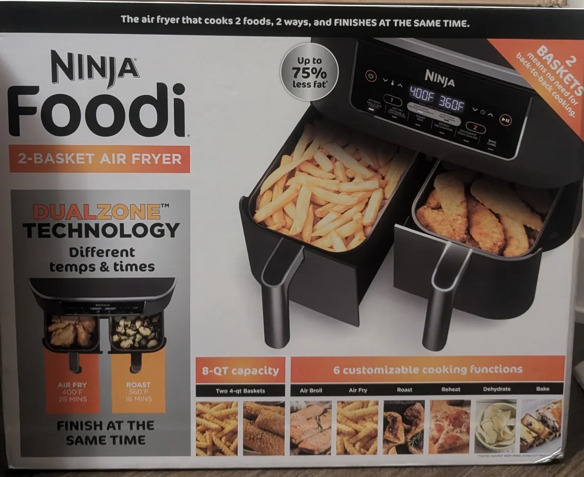 NEW! Ninja Foodi 2-Basket Air Fryer (Brand New in box) thumbnail