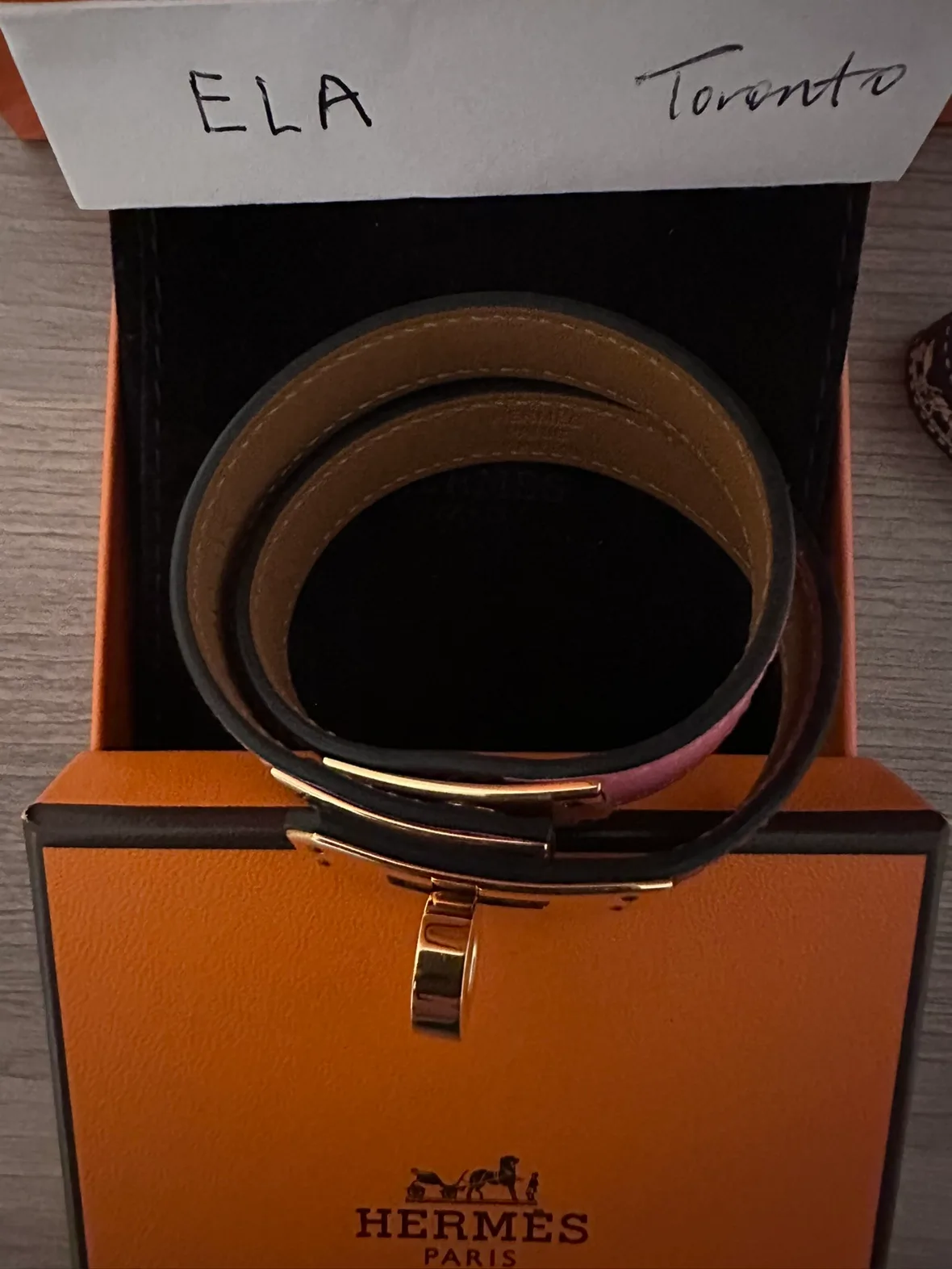 Hermès Bicolor Double Tour Bracelet Rose Gold Kelly Closure image indicator(9)