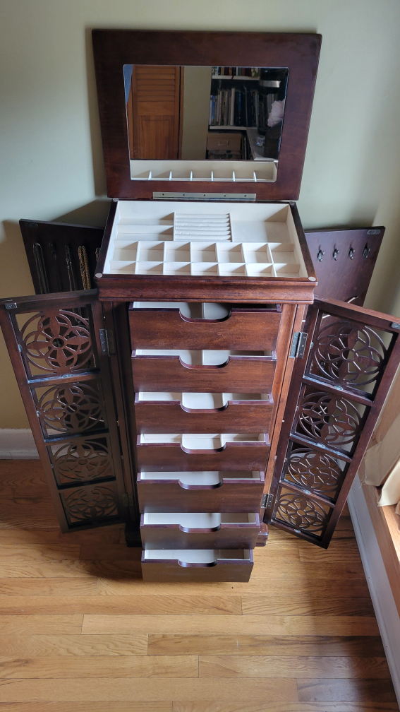 Wood Jewelry Armoire with Mirror and Drawers - photo 4