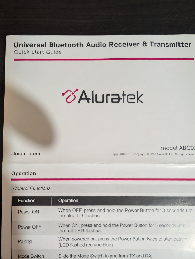 AluraTek Bluetooth Audio Receiver & Transmitter - photo 2