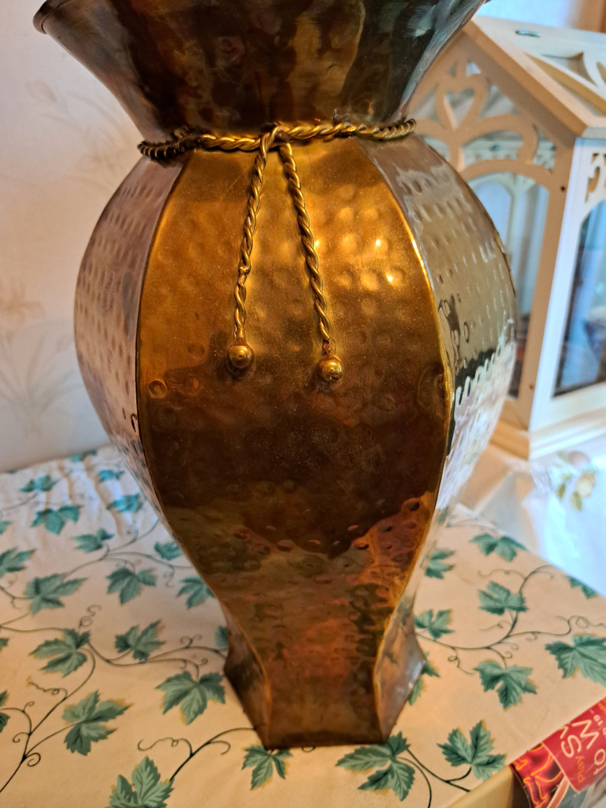 Large Brass Hammered Vase