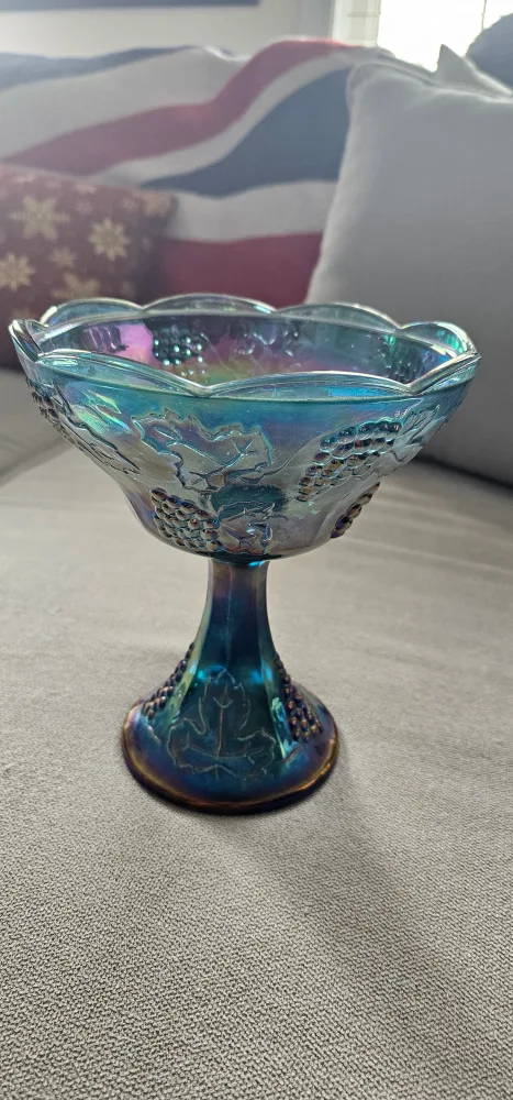 Vintage Indiana Harvest Grape Style Blue Carnival Glass Set image indicator(4)