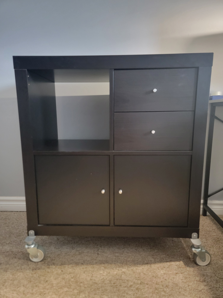 Black Storage Cabinet with Wheels
