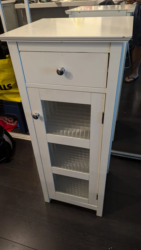 White Cabinet with Drawer and Glass Door thumbnail