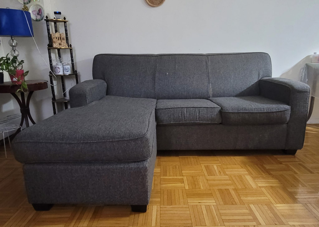 Grey Sectional Sofa with extended leg area