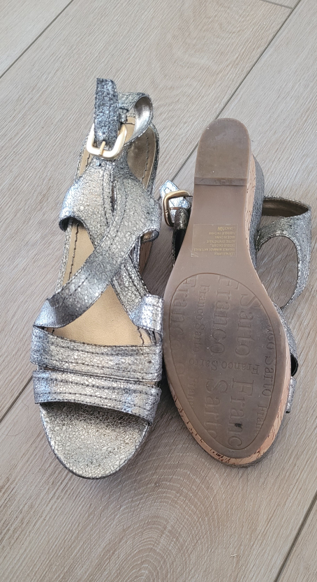 Franco Sarto Silver Wedge Sandals - photo 3