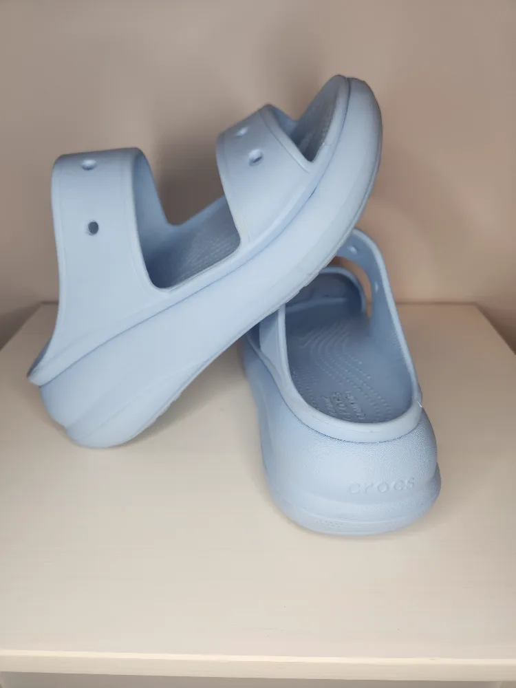Crocs Light Blue Platform Sandals Size W9 image indicator(4)