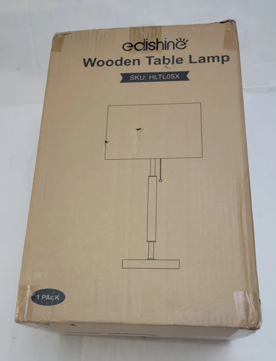 EDISHINE Mid Century Table Lamp, Solid Wood and Metal image indicator(7)