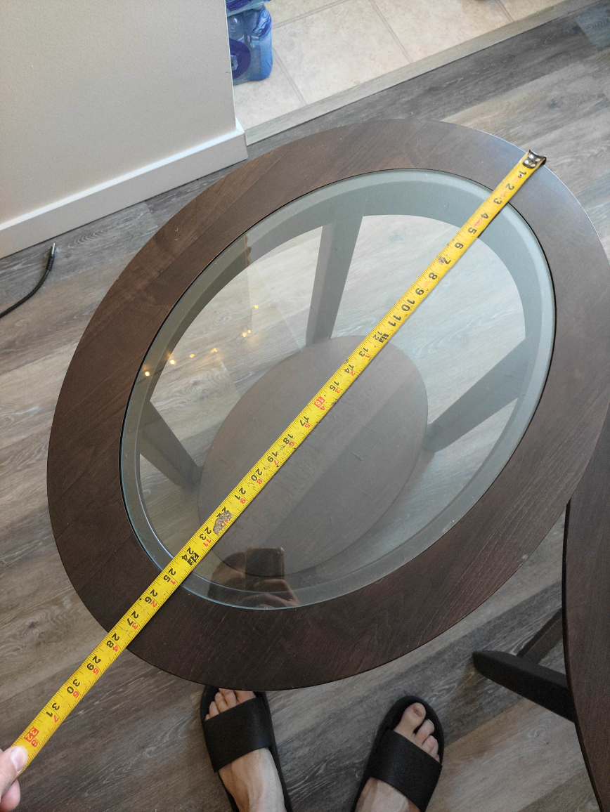 Dark Brown Wood Oval Coffee Table Set with Glass Tops - photo 5