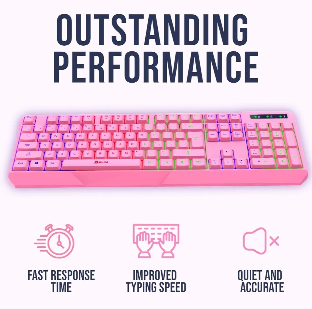 KLIM Chroma RGB Wireless Keyboard - Quiet, Durable, Pink image indicator(5)