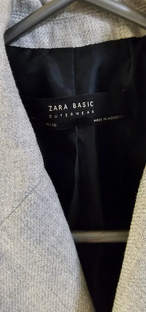 Zara Basic Grey Double-Breasted Blazer - Size 26 image indicator(2)