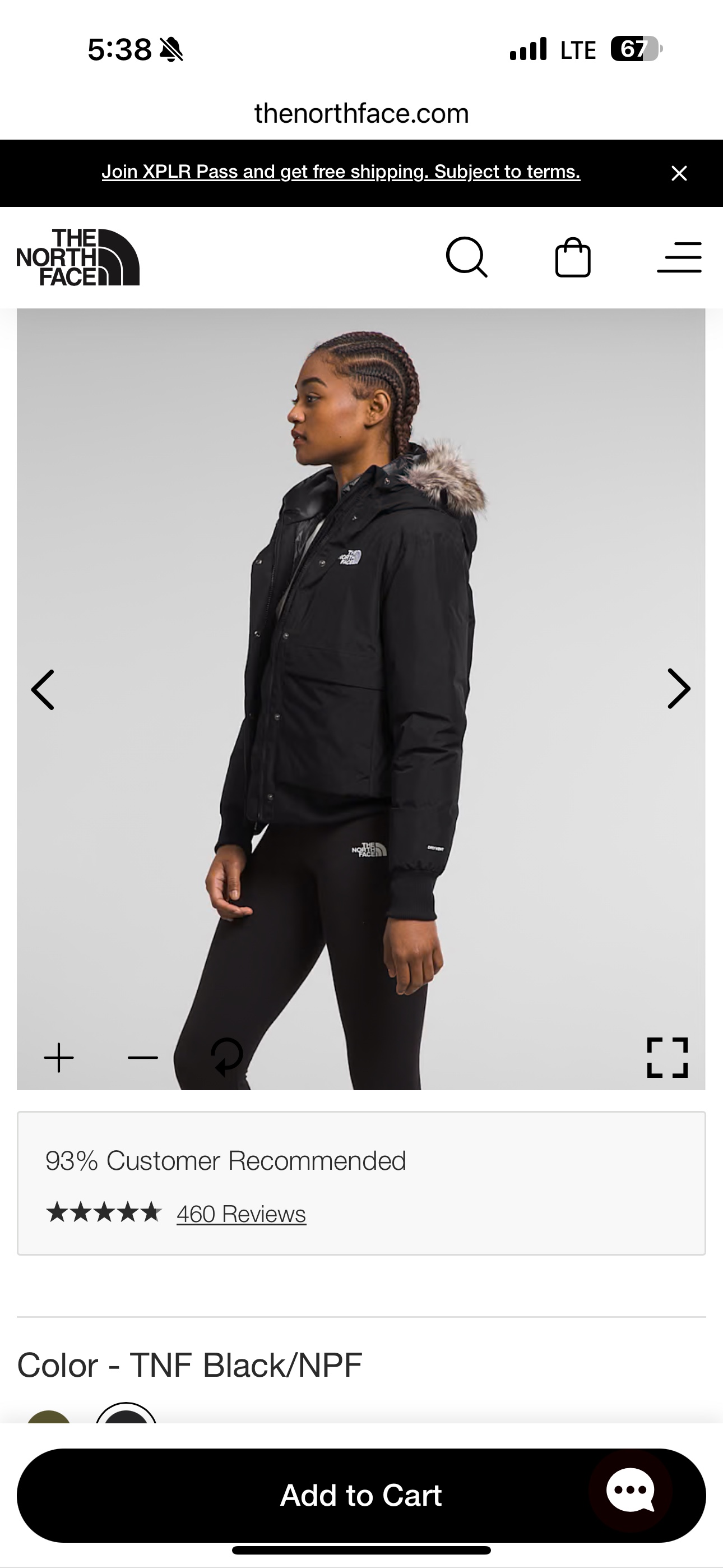 UNUSED The North Face Women's Black Artic Bomber Jacket - photo 2
