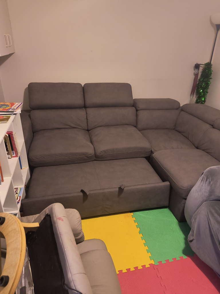 Grey Sectional Sofa with Storage Ottomans