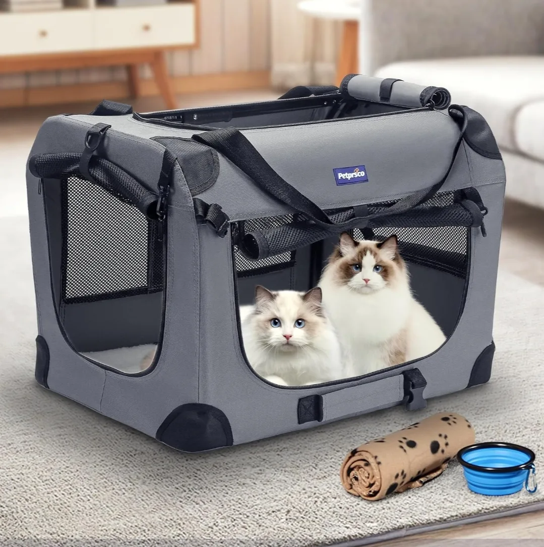 Portable Dog or Cat Collapsible Travel Crate 24x17x17 image indicator(2)