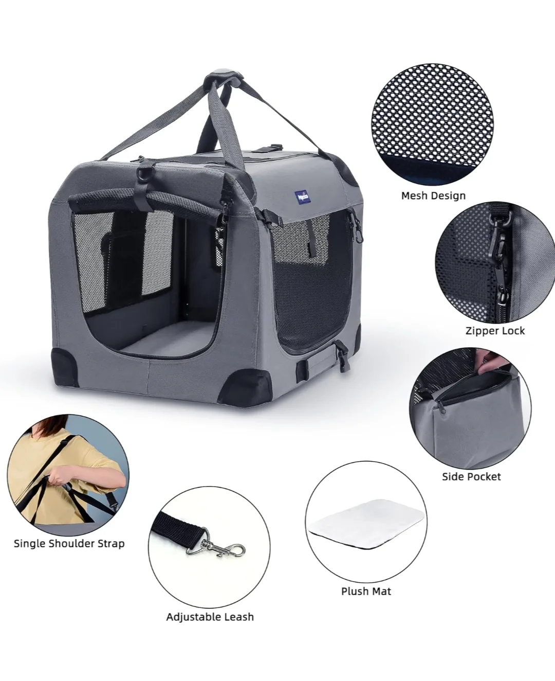 Portable Dog or Cat Collapsible Travel Crate 24x17x17 image indicator(4)