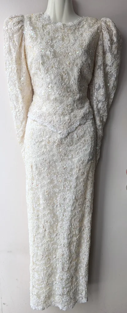 Vintage Beaded Lace Wedding Dress image indicator(2)