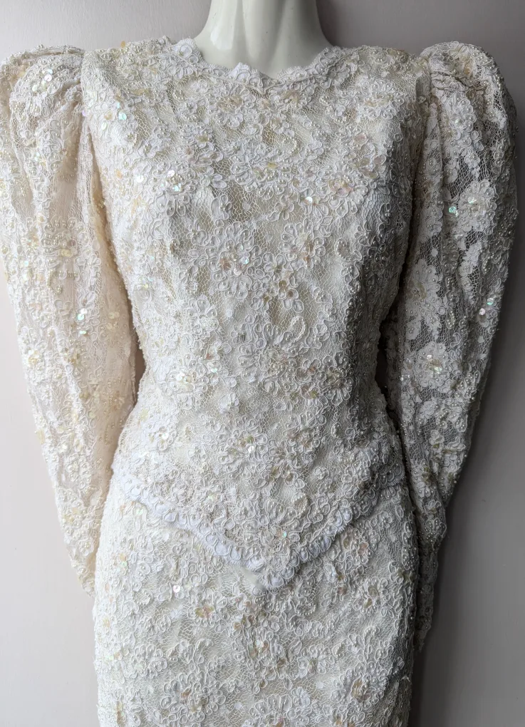 Vintage Beaded Lace Wedding Dress image indicator(3)