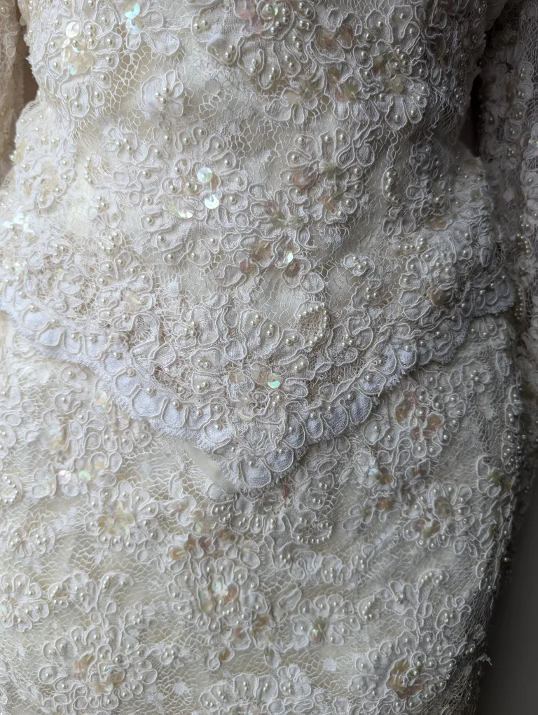 Vintage Beaded Lace Wedding Dress image indicator(8)