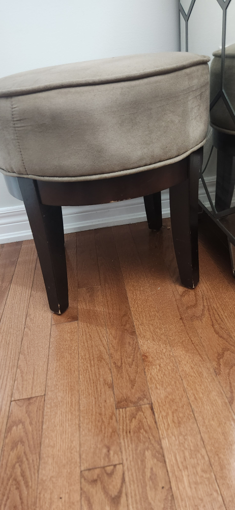 Ottomon stool , wood legs padded seats, set of 2