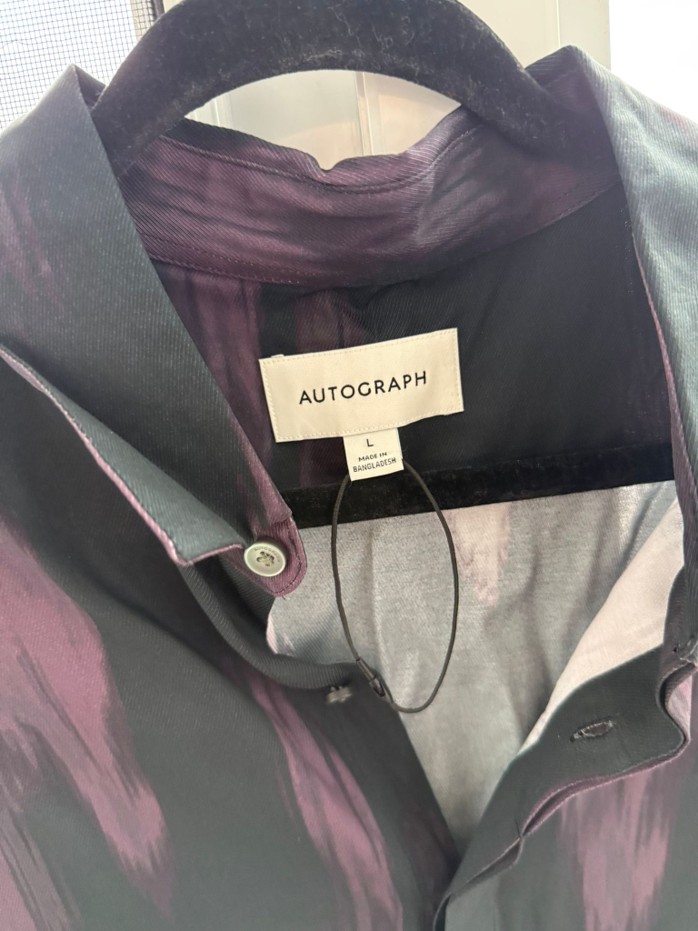 Autograph Men's Purple and Black Button-Up Shirt - Size Large - photo 2