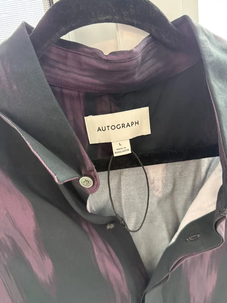 Autograph Men's Purple and Black Button-Up Shirt - Size Large image indicator(2)