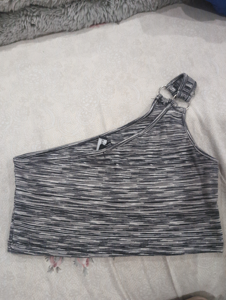 One Shoulder Ribbed Crop Top - photo 2
